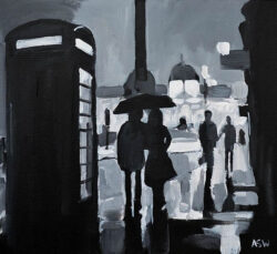 Painting of Trafalgar Square in London
