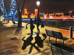 Painting of the Thames, Westminster, London