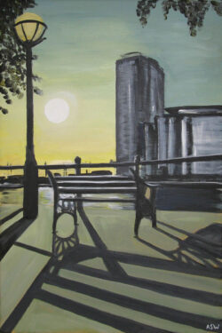 Painting of Salford Quays at Night