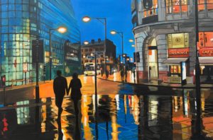 Painting of Manchester by British Urban Landscape Artist Angela Wakefield