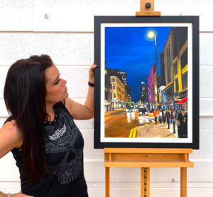 Painting of Deansgate Manchester by Angela Wakefield