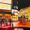 Piccadilly Circus in London City at Night with Red Bus - Image 15