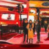 Piccadilly Circus in London City at Night with Red Bus - Image 12
