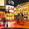 Piccadilly Circus in London City at Night with Red Bus - Image 10