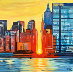 Painting of New York City Sunset