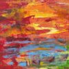 Abstract Blue Orange & Red Lake Sunset Landscape - Image 2