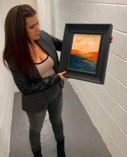 Abstract Orange & Black Mountain Landscape Study