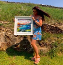 Colourful Expressive Abstract River Bank Lakeside Landscape Scene