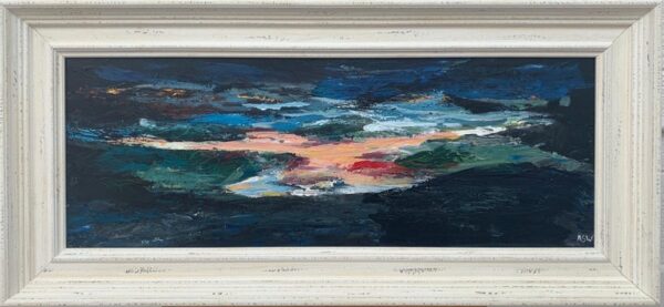 Dark Panoramic Expressive Abstract Mountain Landscape