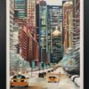 Painting of New York City Taxis in Winter Snow - Image 3