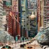 Painting of New York City Taxis in Winter Snow - Image 2