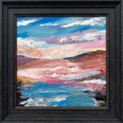 Pink & Blue Expressive Abstract Lake Seascape