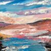 Pink & Blue Expressive Abstract Lake Seascape - Image 2