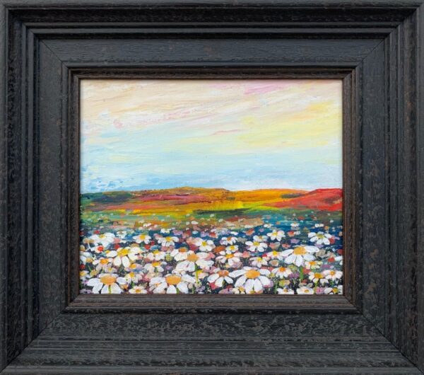 Wild Daisy Flowers English Countryside Landscape Painting
