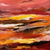 Warm Red & Yellow Abstract Landscape Painting - Image 13