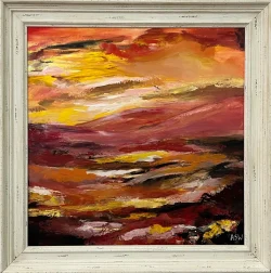 Warm Red & Yellow Abstract Landscape Painting