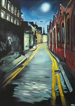 Atmospheric Painting of Street in Whitechapel London City