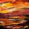 Warm Red & Yellow Abstract Landscape Painting - Image 9