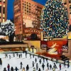 Miniature Original Painting of Ice Skating, Christmas in New York City - Image 3