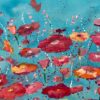 Abstract Landscape Art with Red & Pink Flowers on an Abstract Blue Background - Image 13