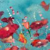 Abstract Landscape Art with Red & Pink Flowers on an Abstract Blue Background - Image 14