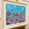 Abstract Landscape Art with Red & Pink Flowers on an Abstract Blue Background - Image 6