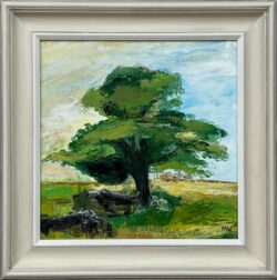 Expressive Impasto Landscape Painting of Oak Tree
