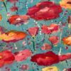 Abstract Landscape Art with Red & Pink Flowers on an Abstract Blue Background - Image 11