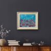 Abstract Landscape Art with Red & Pink Flowers on an Abstract Blue Background - Image 5