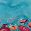 Abstract Landscape Art with Red & Pink Flowers on an Abstract Blue Background - Image 12