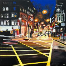 New Cross London City Street Scene at Night