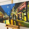 Oxford Street in London at Night with Figures & Red Bus - Image 7