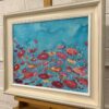 Abstract Landscape Art with Red & Pink Flowers on an Abstract Blue Background - Image 8