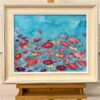 Abstract Landscape Art with Red & Pink Flowers on an Abstract Blue Background - Image 7
