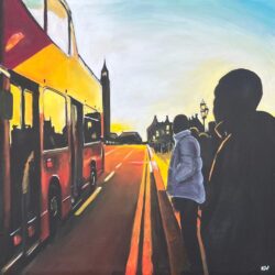 Westminster Sunset in London with Open Top Bus