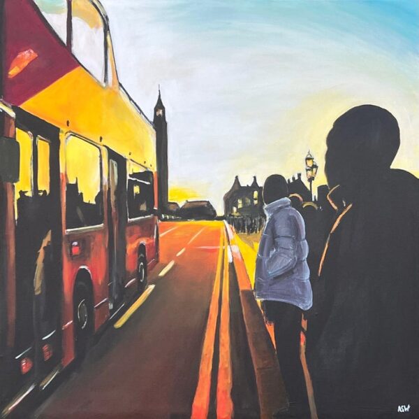 Westminster Sunset in London with Open Top Bus