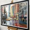 Large Painting of Classic New York City in Rain with Figures - Image 4