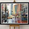 Large Painting of Classic New York City in Rain with Figures - Image 8