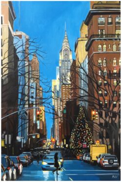Limited Edition Print of Christmas in New York with Chrysler Building