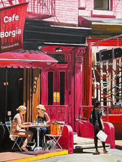 Limited Edition Print of New York City Cafe Borgia with Female Figures