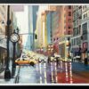 Large Painting of Classic New York City in Rain with Figures - Image 5