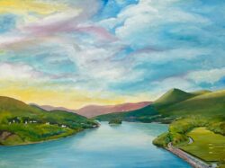Large Landscape Painting of Hudson River, New York State, USA