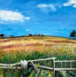 Painting of Lancashire Fields in English Countryside