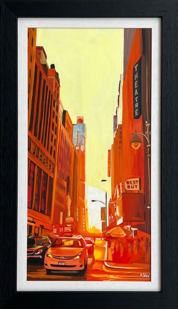 Street Scene in Manhattan Theatre District New York City at Sunset