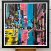 Painting of New York City Street after Rain with Figures, Cars by British Artist - Image 4