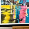 Painting of New York City Street after Rain with Figures, Cars by British Artist - Image 9