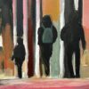 Painting of New York City Street after Rain with Figures, Cars by British Artist - Image 15