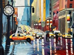 High Quality Print of New York Rain III Painting by leading British Urban Artist