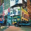 New York City Panoramic Street Scene with Limousine and Neon Lights in the Rain - Image 2