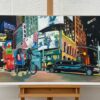 New York City Panoramic Street Scene with Limousine and Neon Lights in the Rain - Image 14